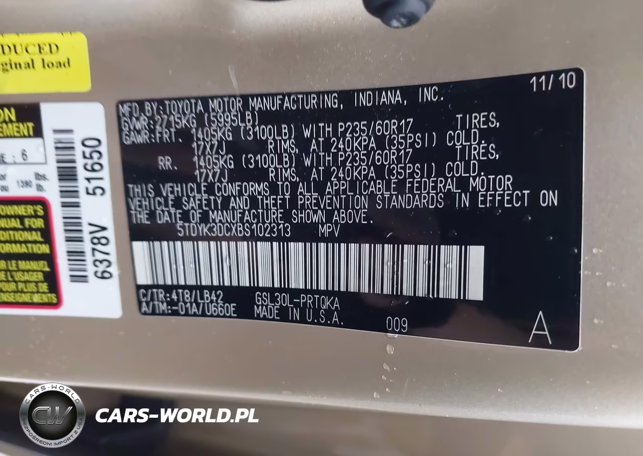 2011 Toyota Sienna Xle V6 VIN:5TDYK3DCXBS102313 - 9