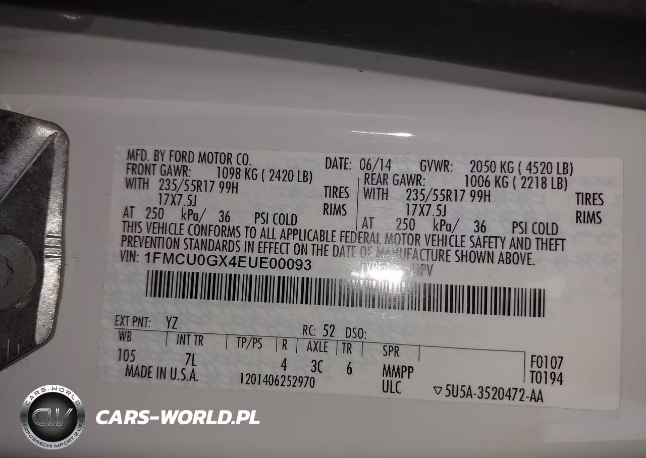 2014 Ford Escape Se VIN:1FMCU0GX4EUE00093 - 9