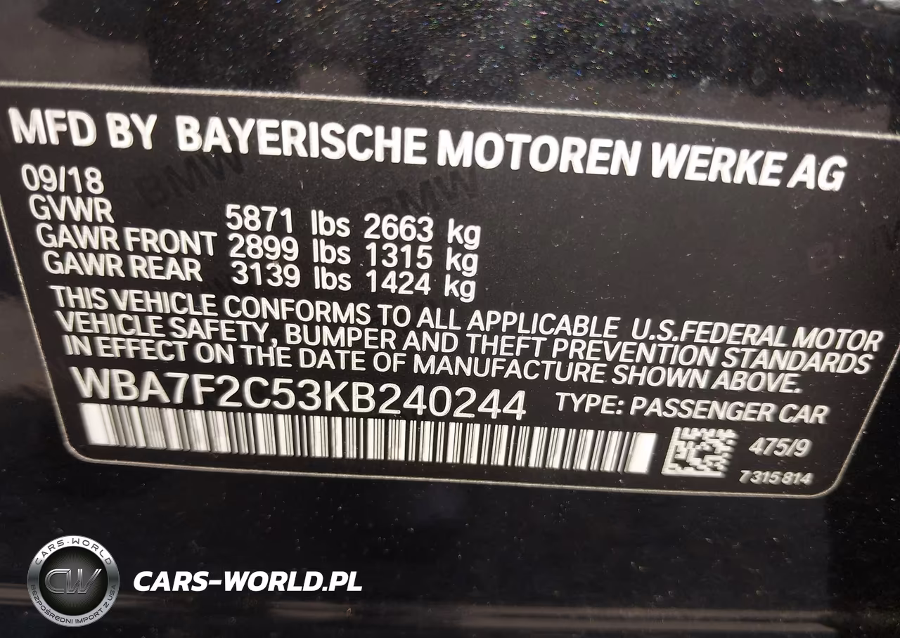 2019 BMW 750I xDrive VIN:WBA7F2C53KB240244 - 9