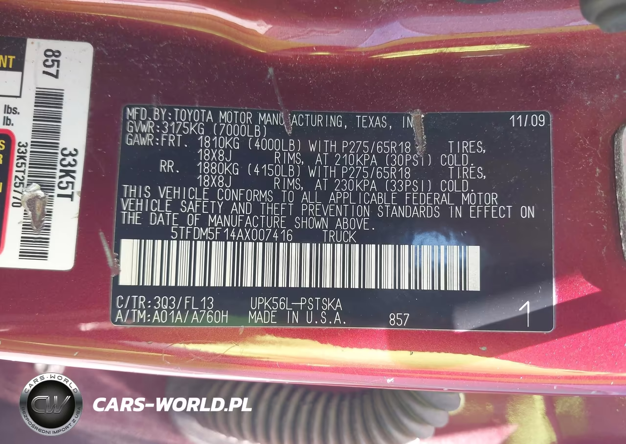 2010 Toyota Tundra Grade 4.6L V8 VIN:5TFDM5F14AX007416 - 9