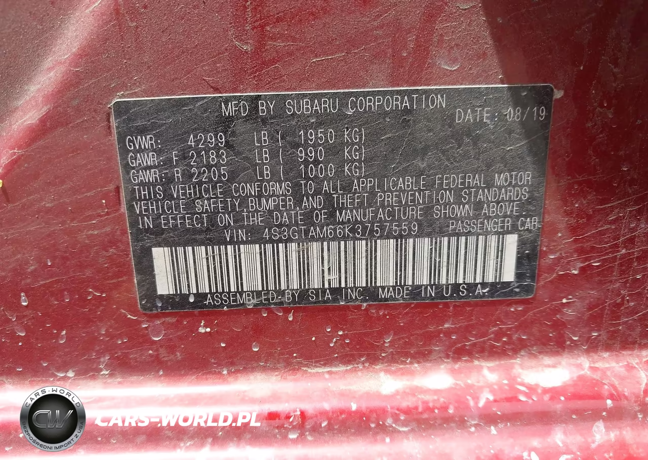 2019 Subaru Impreza 2.0I Sport VIN:4S3GTAM66K3757559 - 9