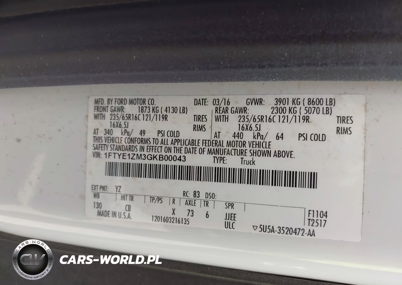 2016 Ford Transit-150 VIN:1FTYE1ZM3GKB00043 - 9