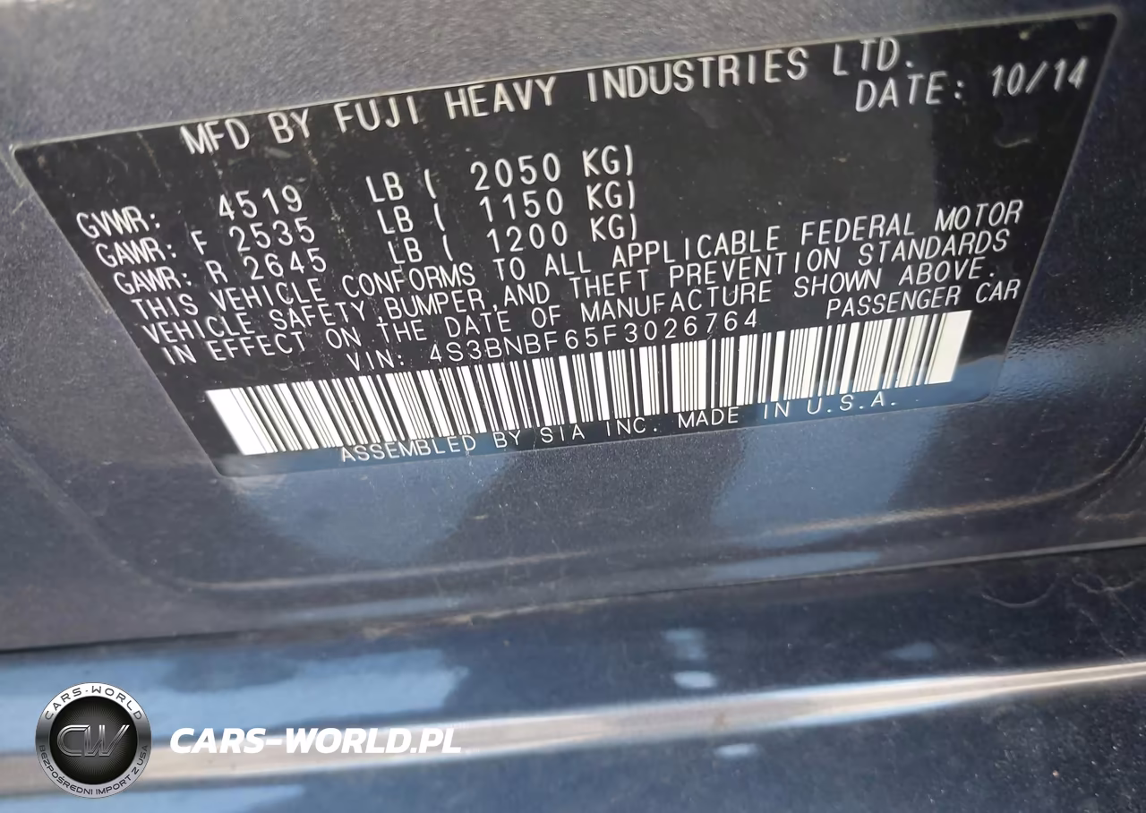2015 Subaru Legacy 2.5I Premium VIN:4S3BNBF65F3026764 - 9