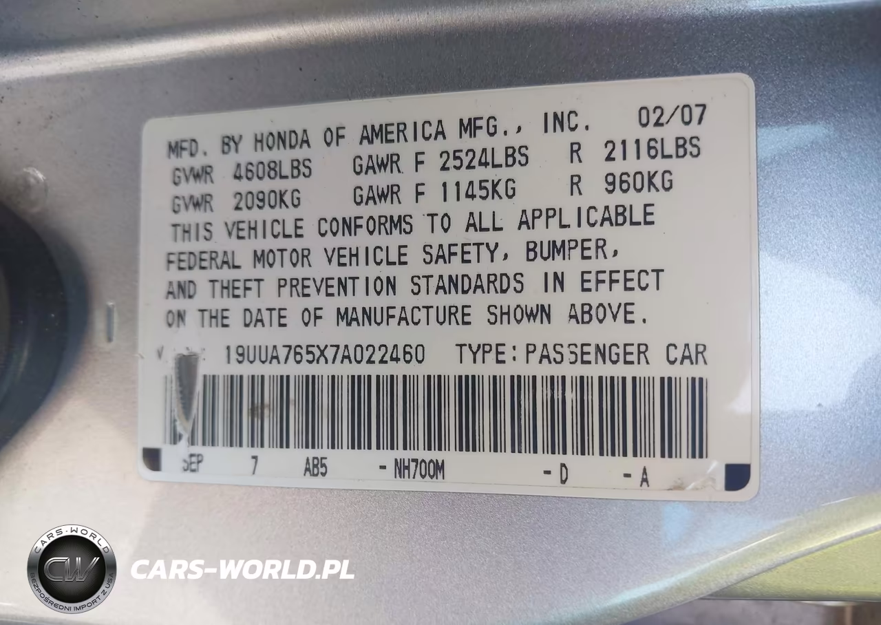 2007 Acura Tl Type S VIN:19UUA765X7A022460 - 9