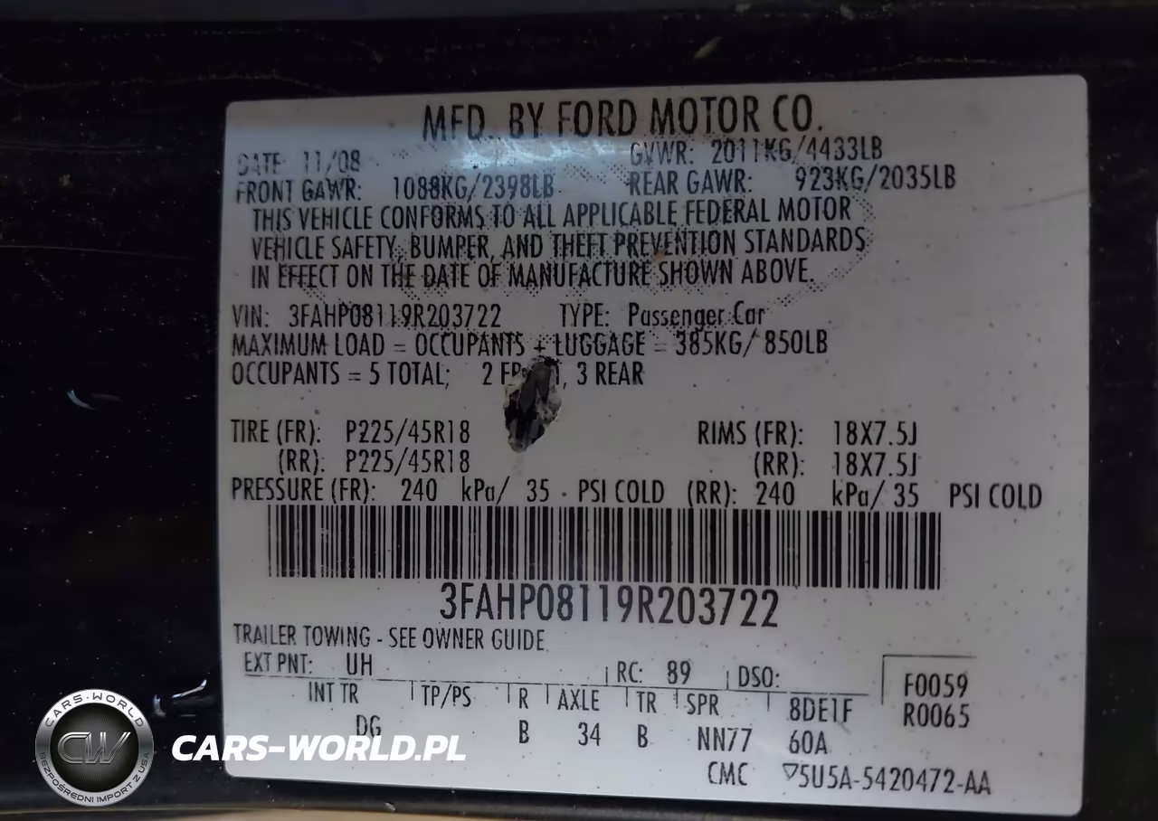 2009 Ford Fusion Sel VIN:3FAHP08119R203722 - 9