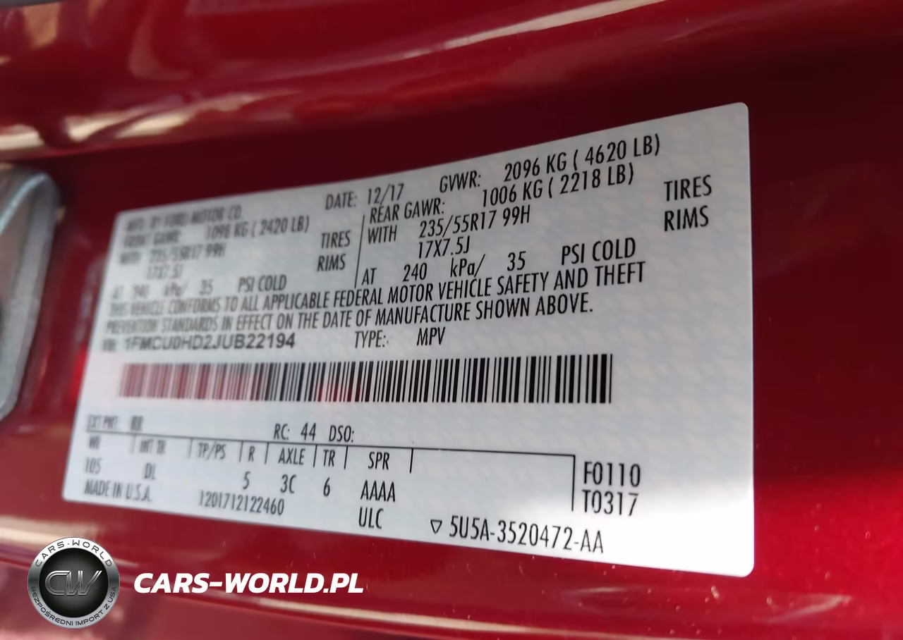 2018 Ford Escape Sel VIN:1FMCU0HD2JUB22194 - 9