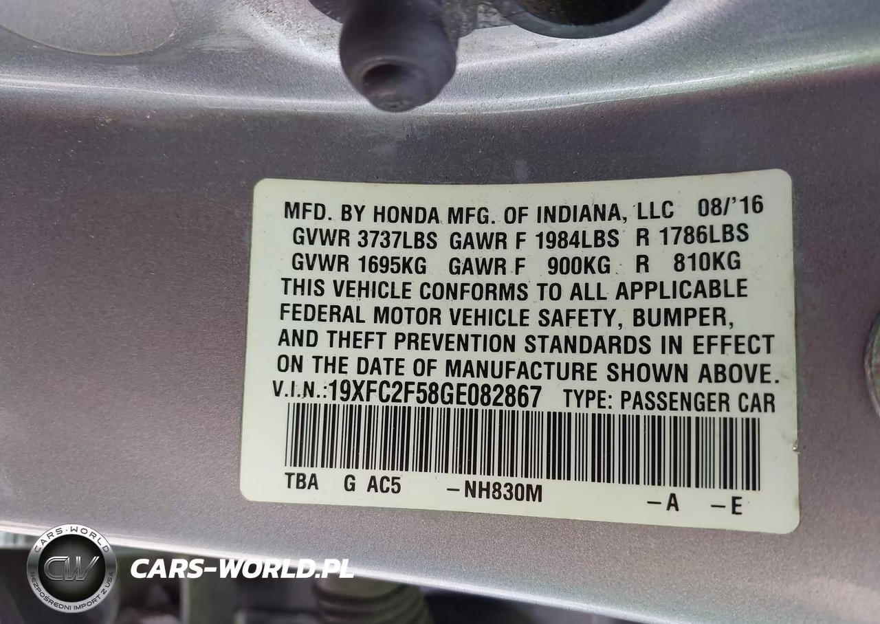 2016 Honda Civic Lx VIN:19XFC2F58GE082867 - 9