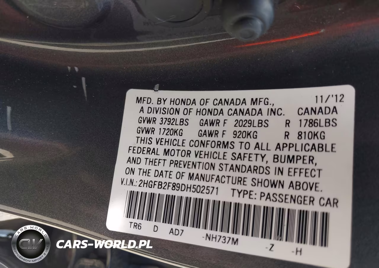 2013 Honda Civic Ex VIN:2HGFB2F89DH502571 - 9