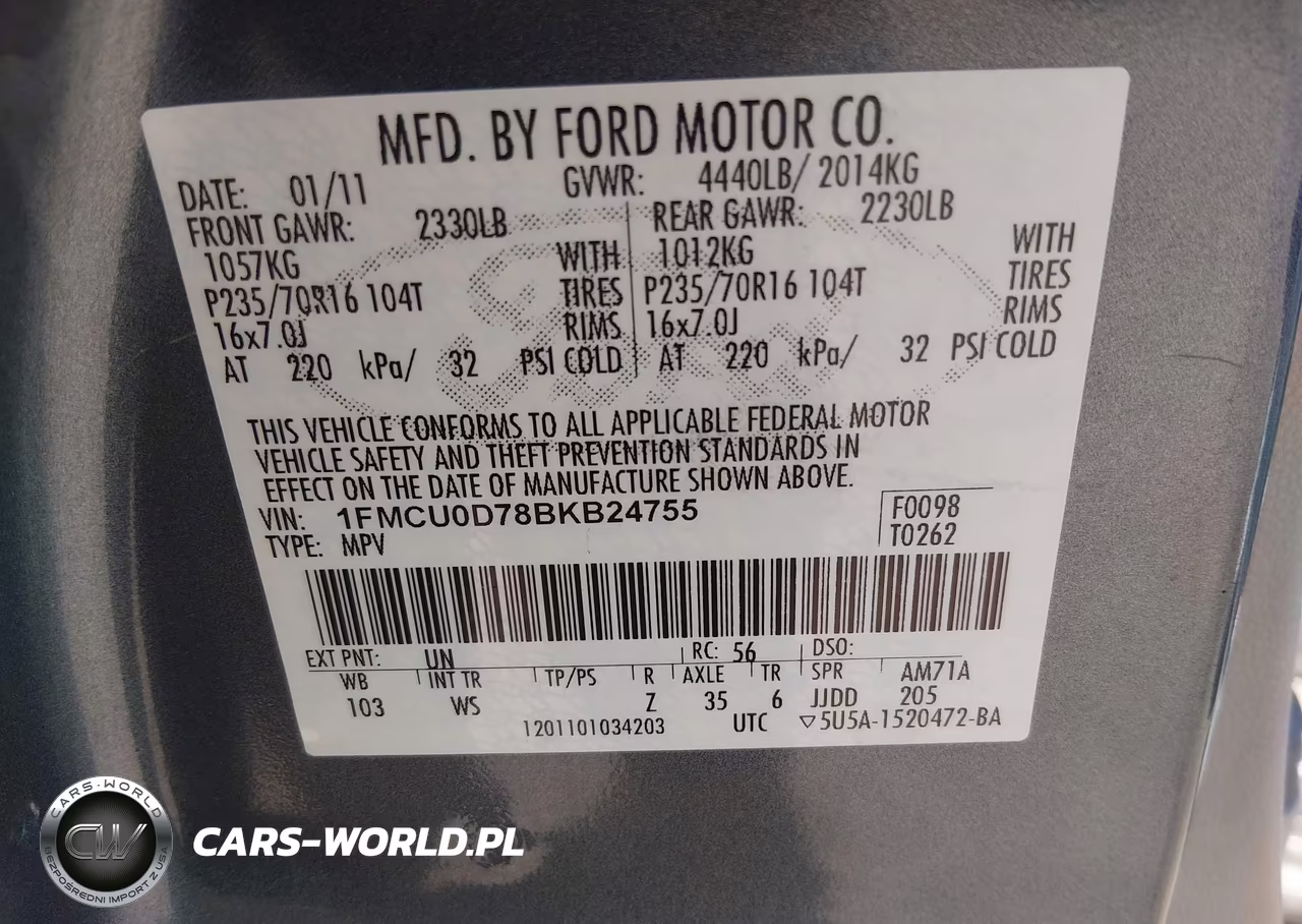 2011 Ford Escape Xlt VIN:1FMCU0D78BKB24755 - 9