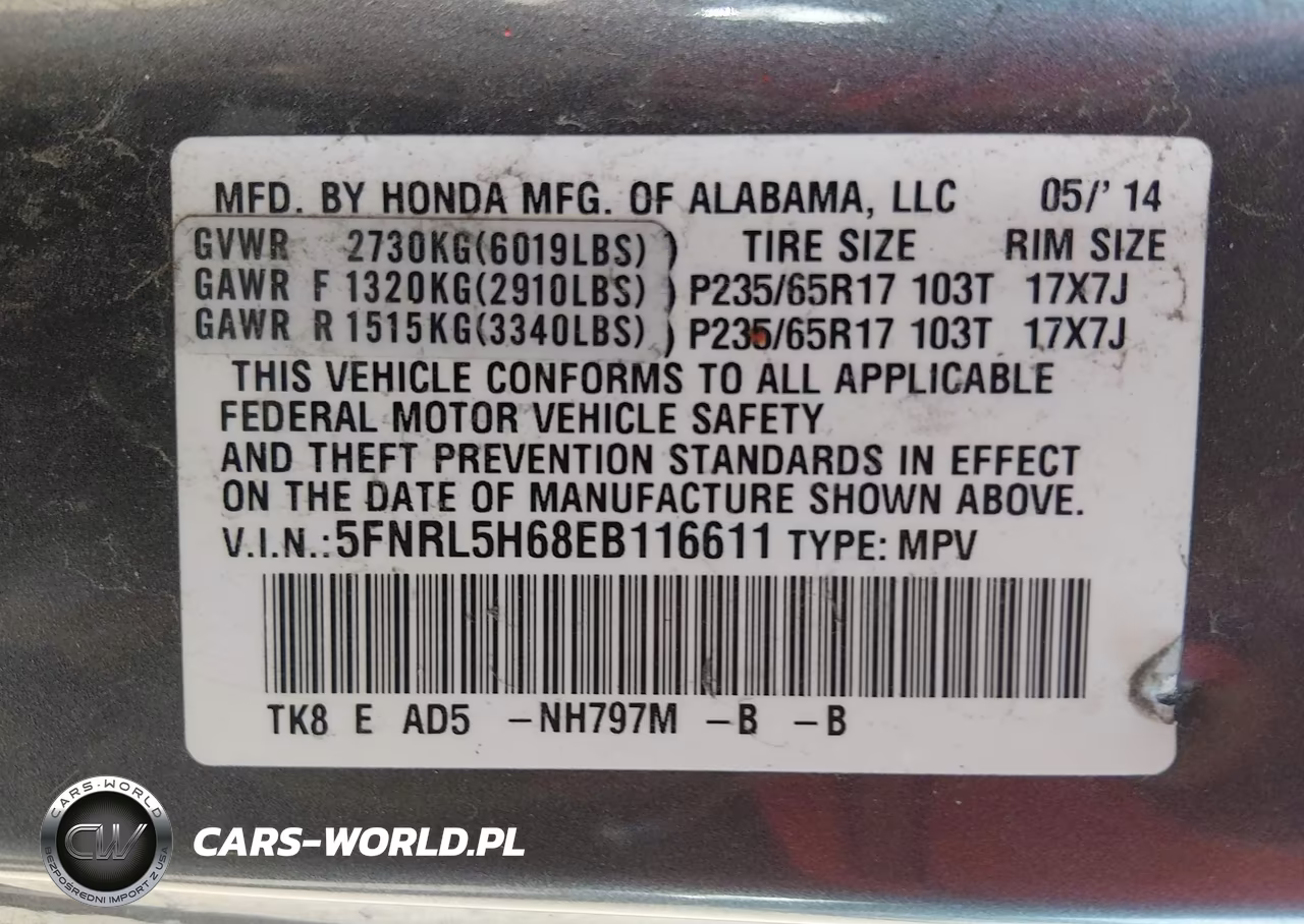 2014 Honda Odyssey Ex-L VIN:5FNRL5H68EB116611 - 9