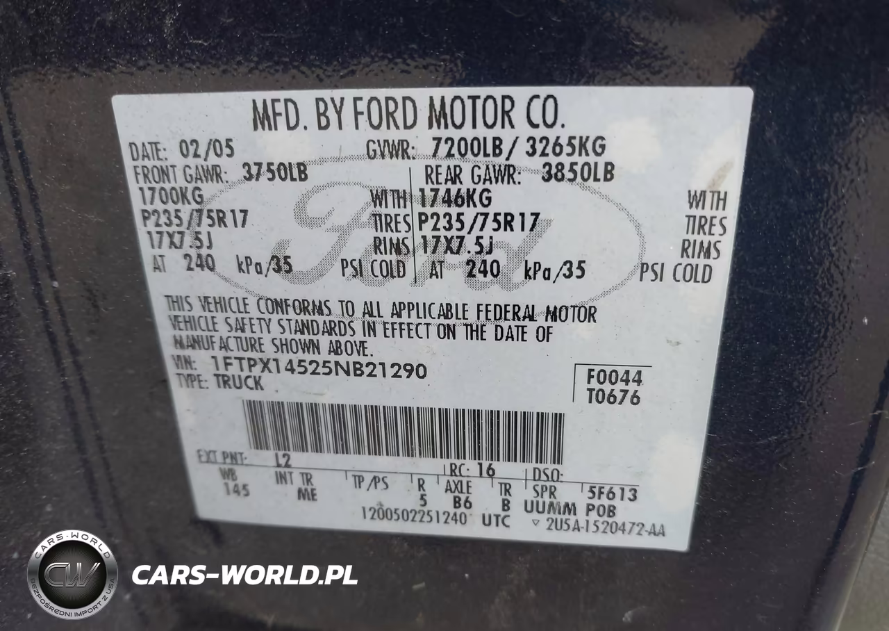 2005 Ford F-150 Fx4-Lariat-Xl-Xlt VIN:1FTPX14525NB21290 - 9