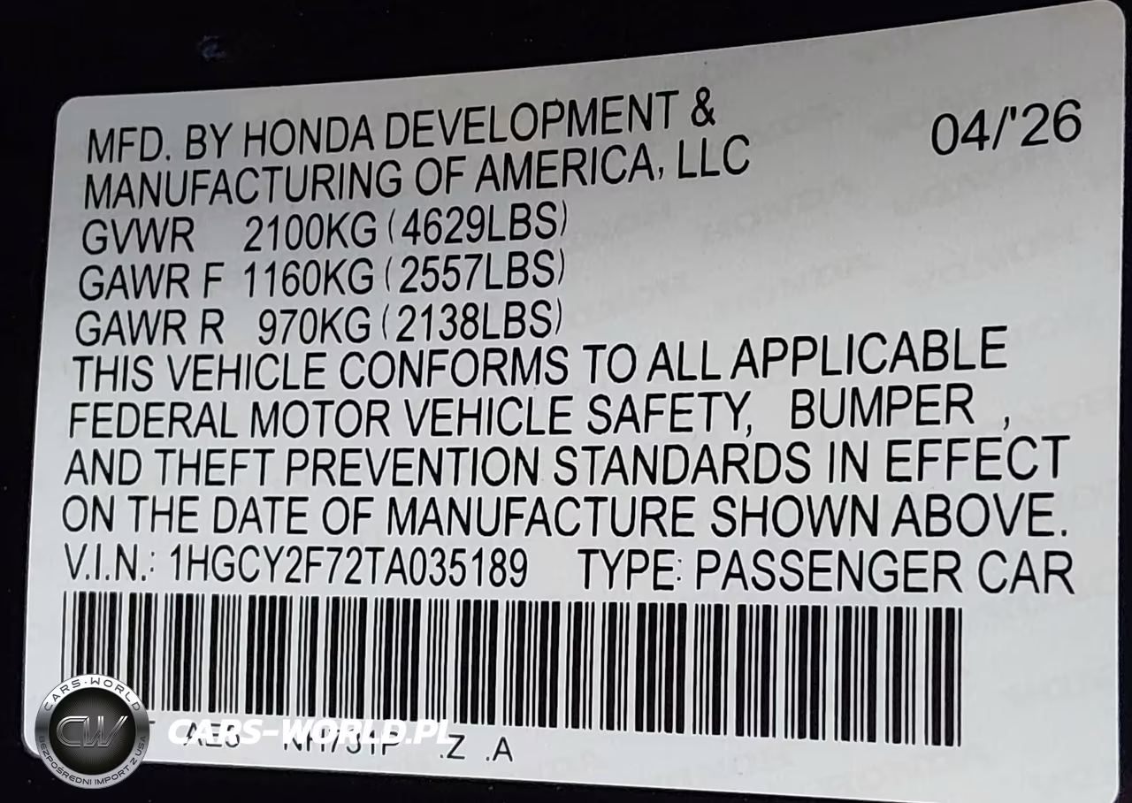 2026 Honda Accord Hybrid Sport-L VIN:1HGCY2F72TA035189 - 9