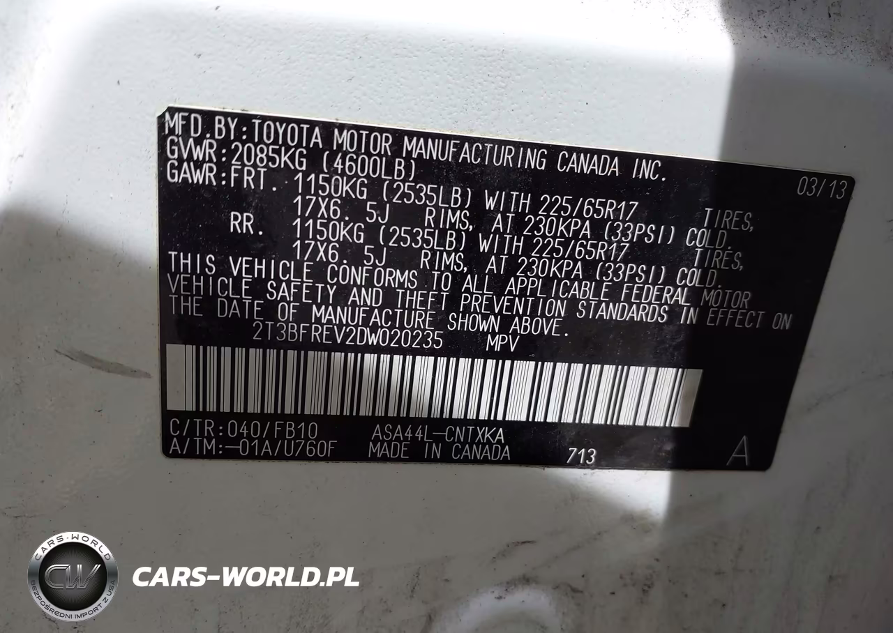 2013 Toyota Rav4 Le VIN:2T3BFREV2DW020235 - 9