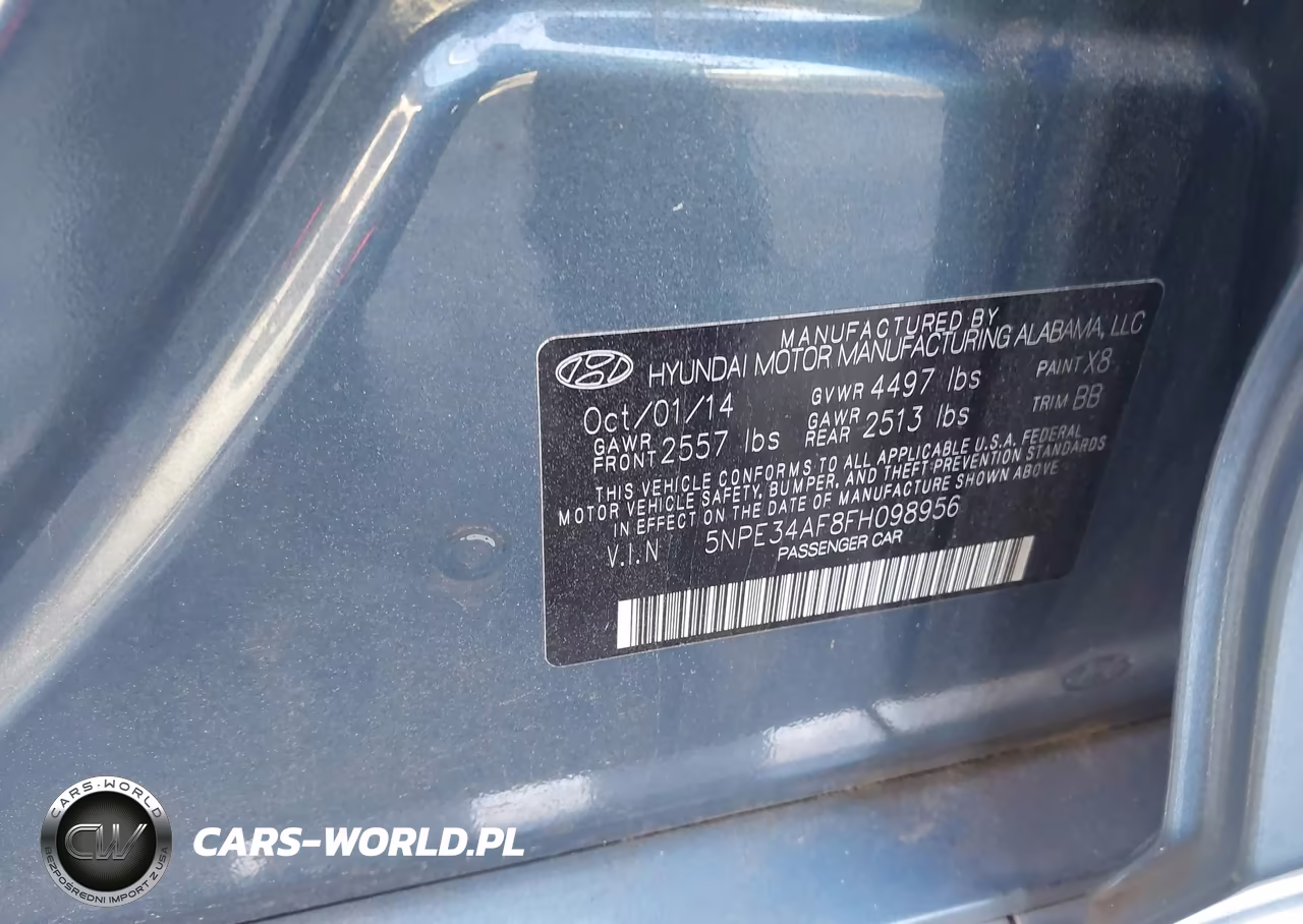 2015 Hyundai Sonata Limited VIN:5NPE34AF8FH098956 - 9