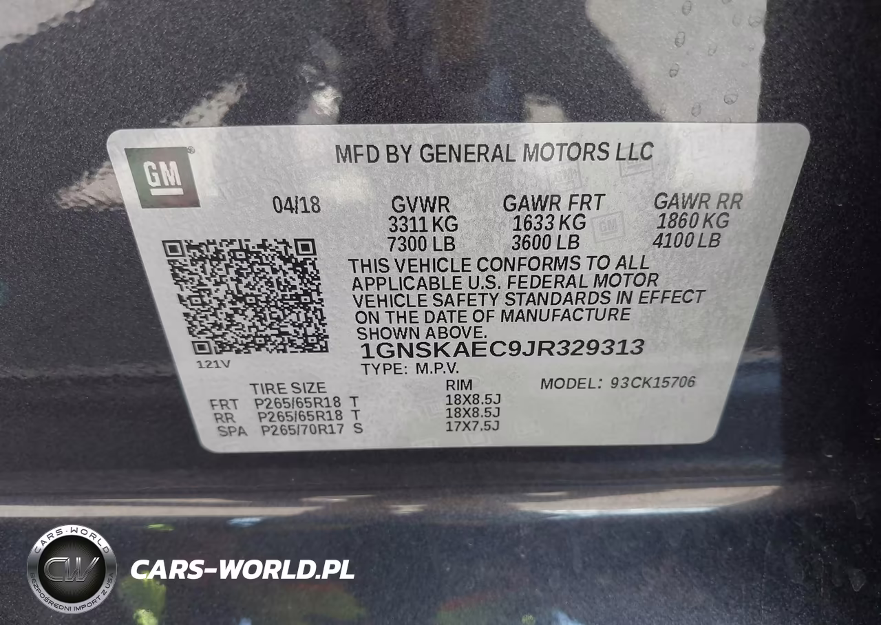 2018 Chevrolet Tahoe Ls VIN:1GNSKAEC9JR329313 - 9
