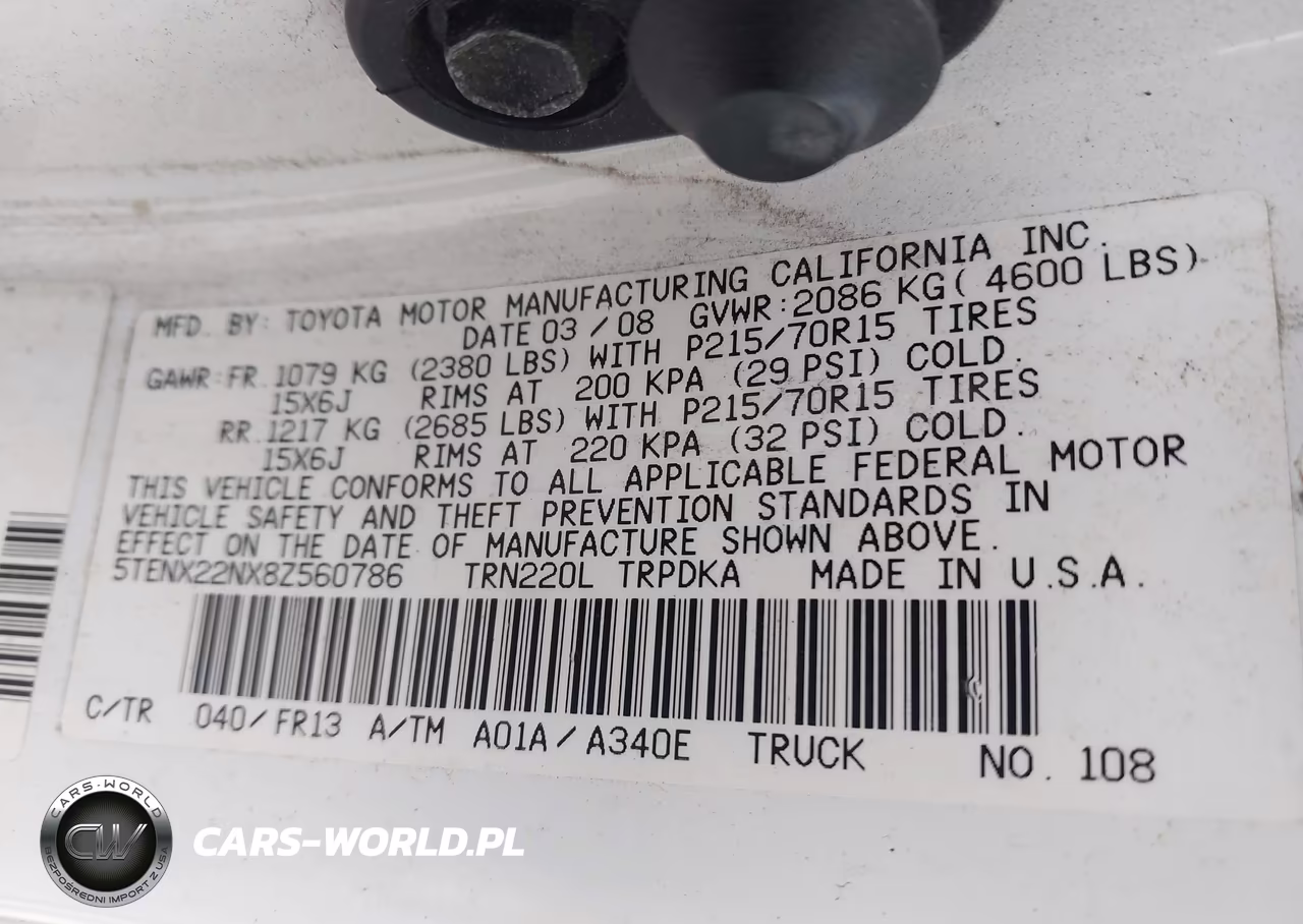 2008 Toyota Tacoma VIN:5TENX22NX8Z560786 - 9
