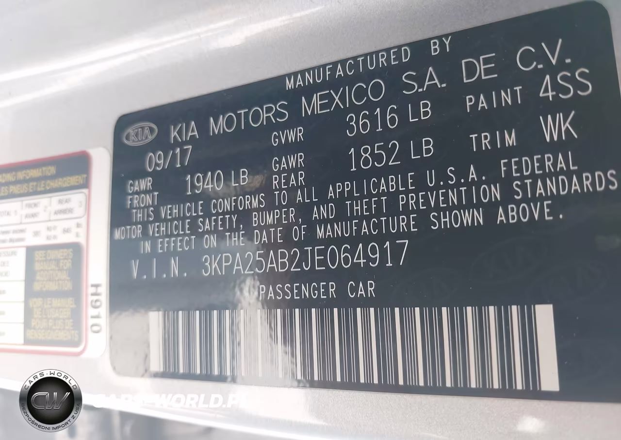 2018 Kia Rio Lx VIN:3KPA25AB2JE064917 - 9
