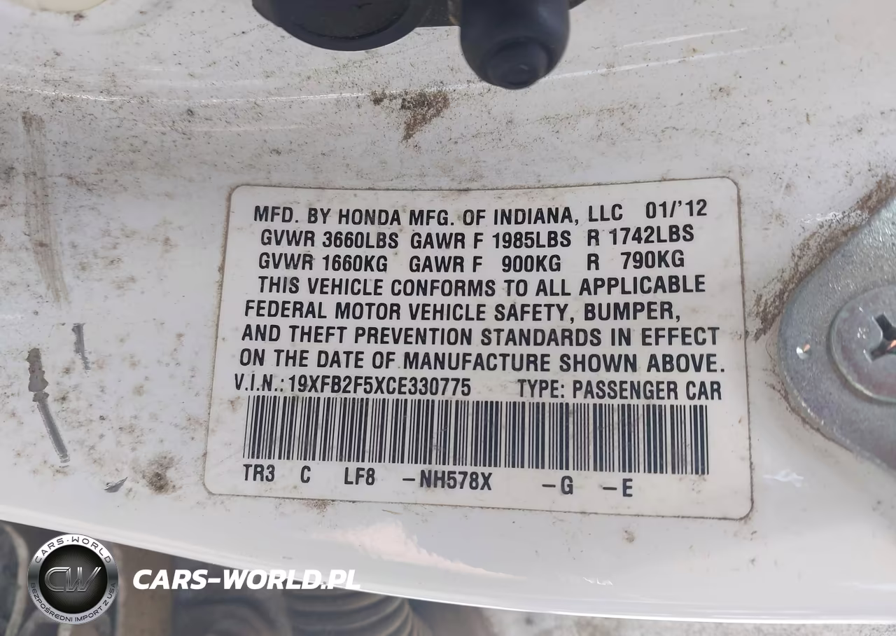 2012 Honda Civic Lx VIN:19XFB2F5XCE330775 - 9