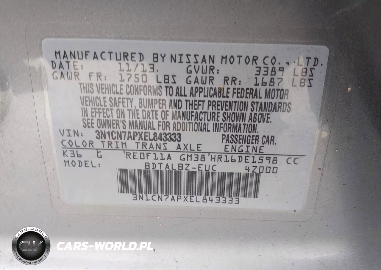 2014 Nissan Versa 1.6 Sv VIN:3N1CN7APXEL843333 - 9