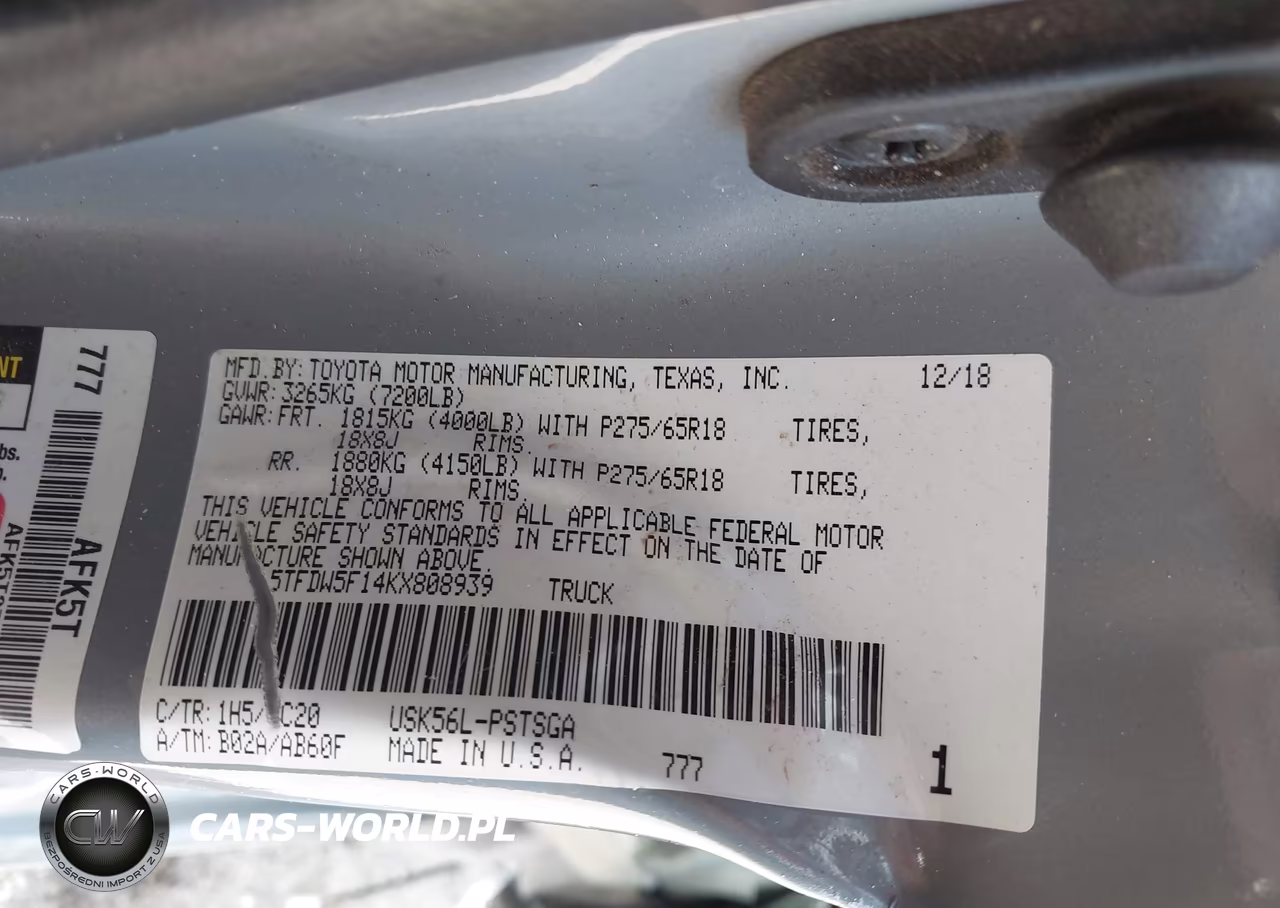 2019 Toyota Tundra Sr5 5.7L V8 VIN:5TFDW5F14KX808939 - 9