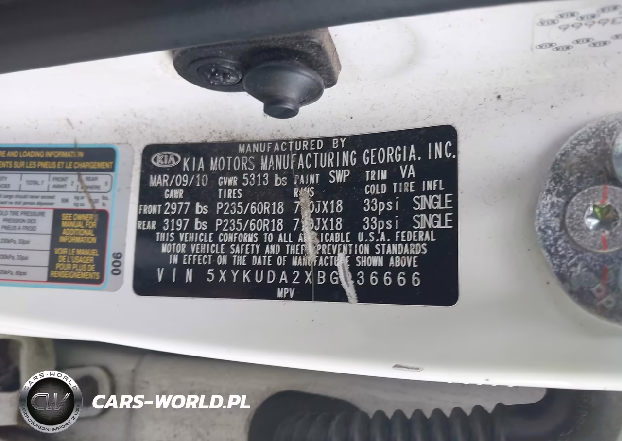 2011 Kia Sorento Ex V6 VIN:5XYKUDA2XBG036666 - 9