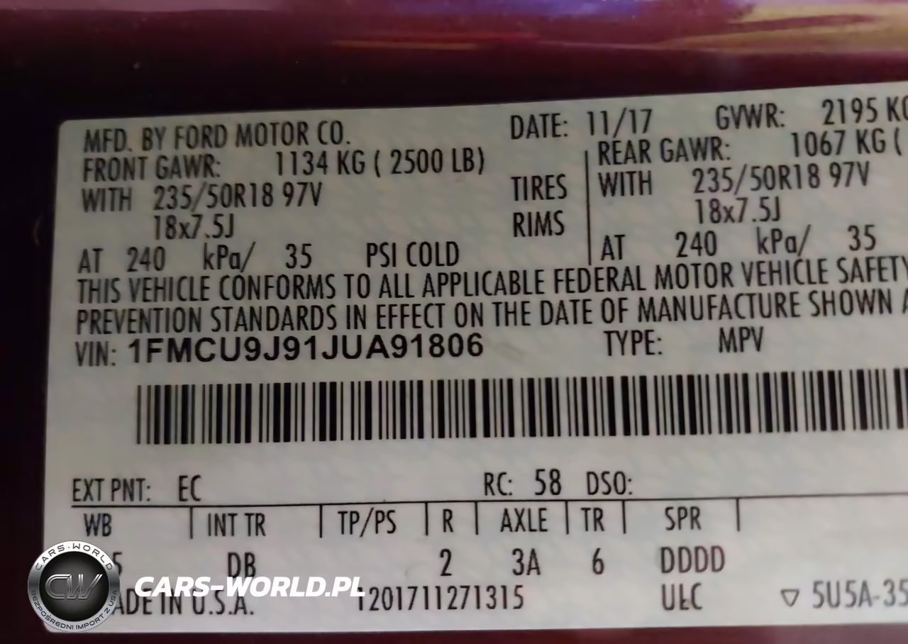 2018 Ford Escape Titanium VIN:1FMCU9J91JUA91806 - 9