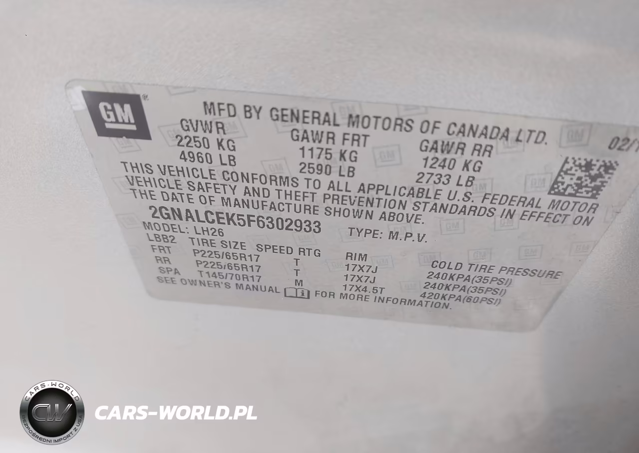 2015 Chevrolet Equinox Lt VIN:2GNALCEK5F6302933 - 9