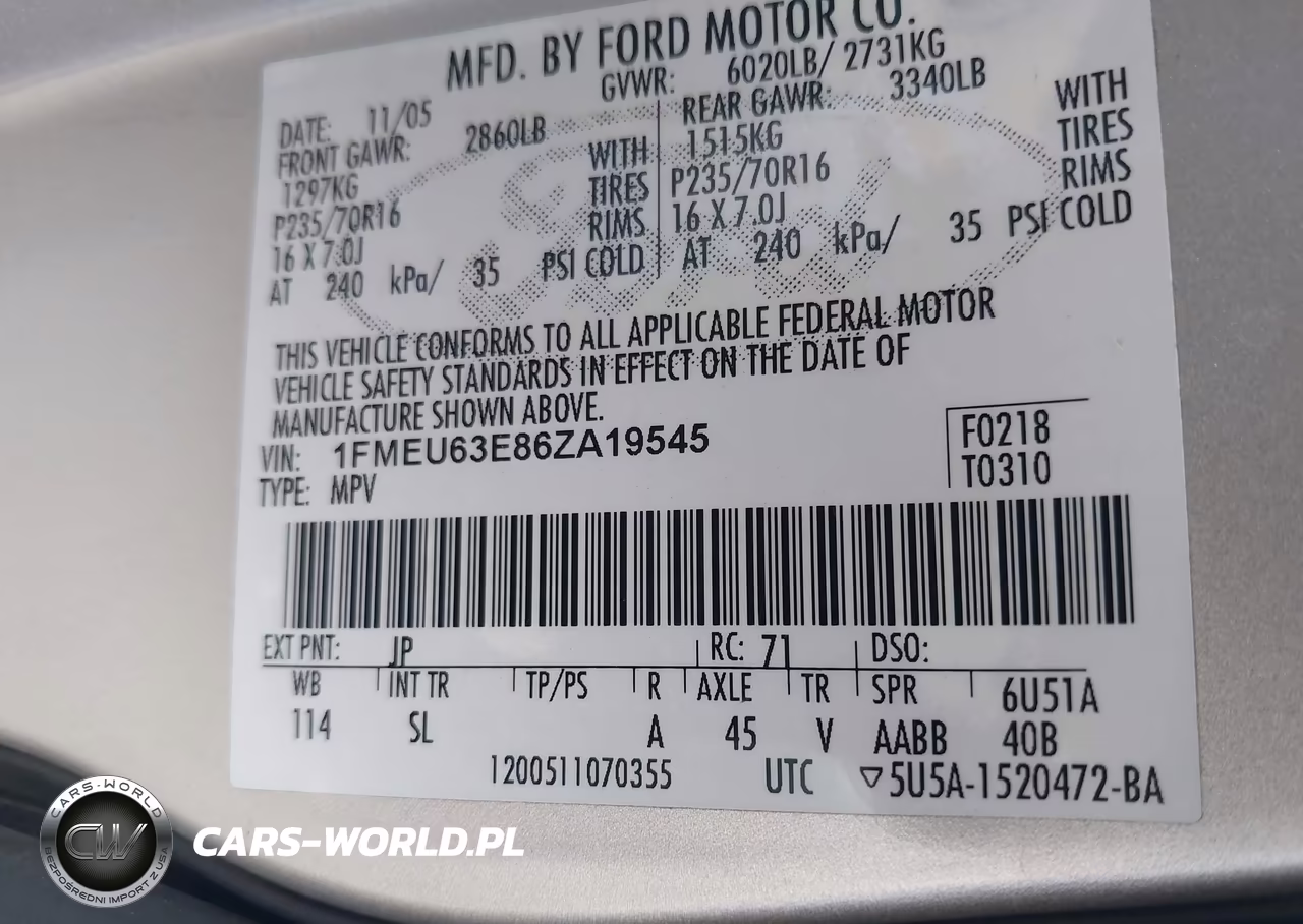 2006 Ford Explorer Xlt VIN:1FMEU63E86ZA19545 - 9