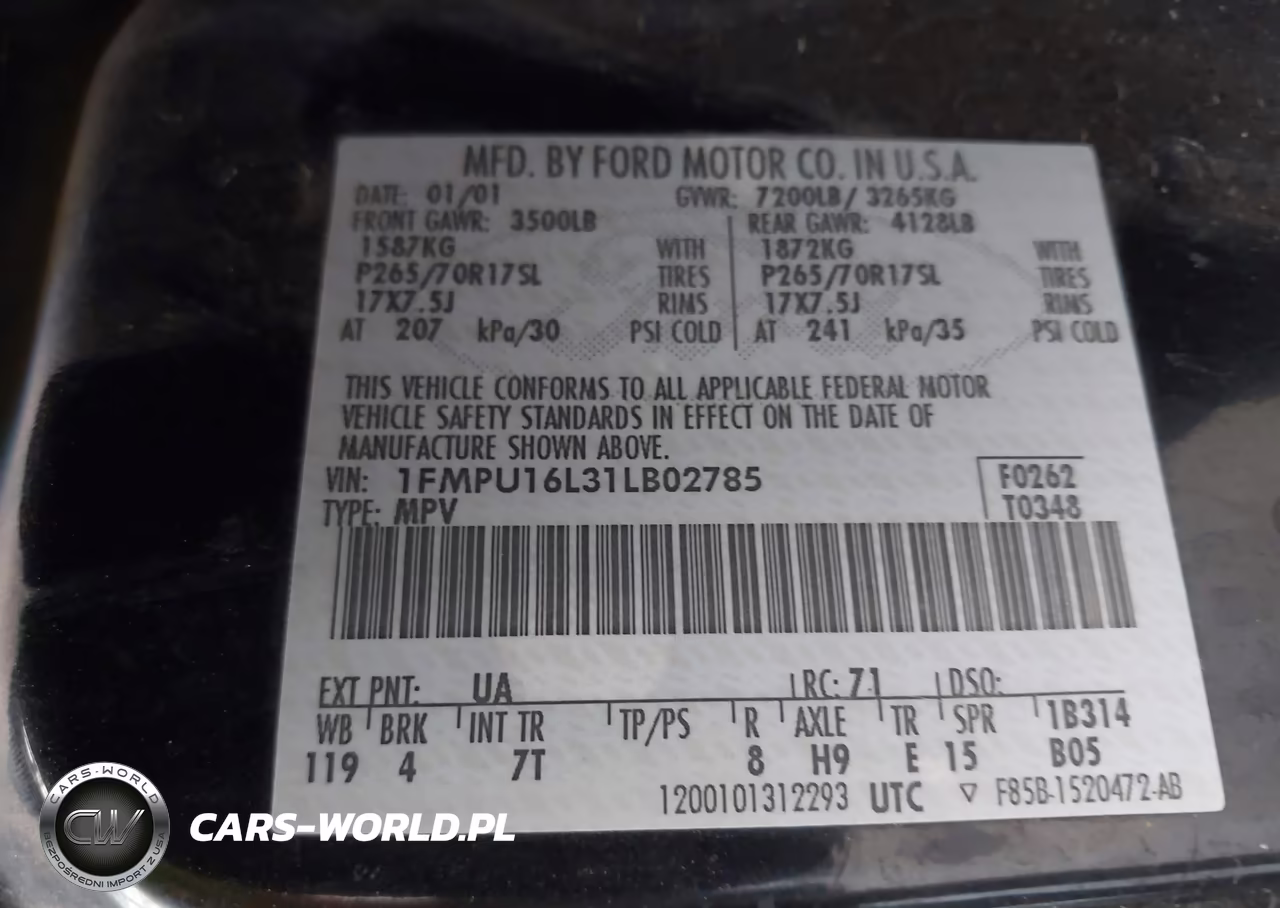 2001 Ford Expedition Xlt VIN:1FMPU16L31LB02785 - 9