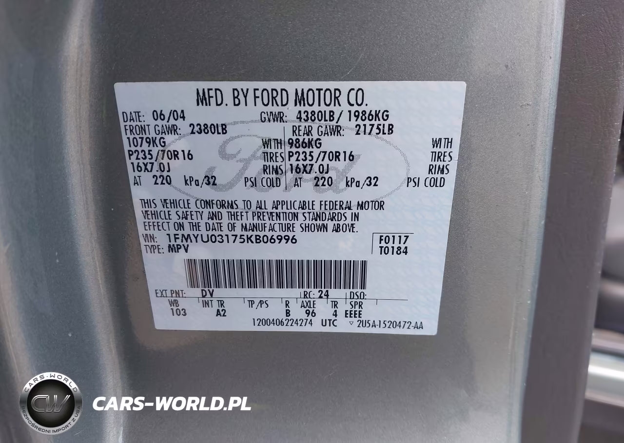 2005 Ford Escape Xlt VIN:1FMYU03175KB06996 - 9