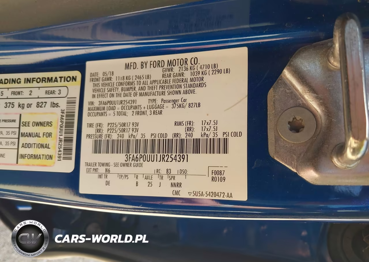 2018 Ford Fusion Hybrid S VIN:3FA6P0UU1JR254391 - 9