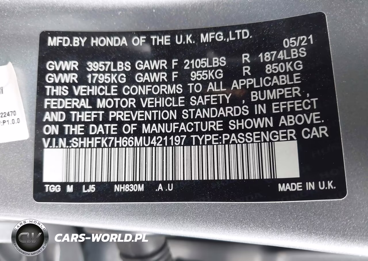 2021 Honda Civic Ex VIN:SHHFK7H66MU421197 - 9