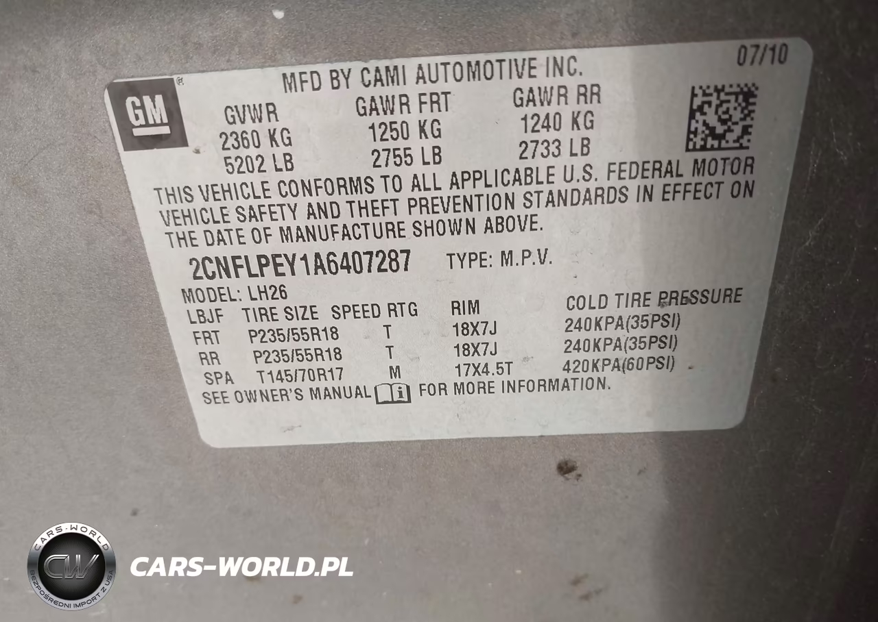 2010 Chevrolet Equinox Lt VIN:2CNFLPEY1A6407287 - 9