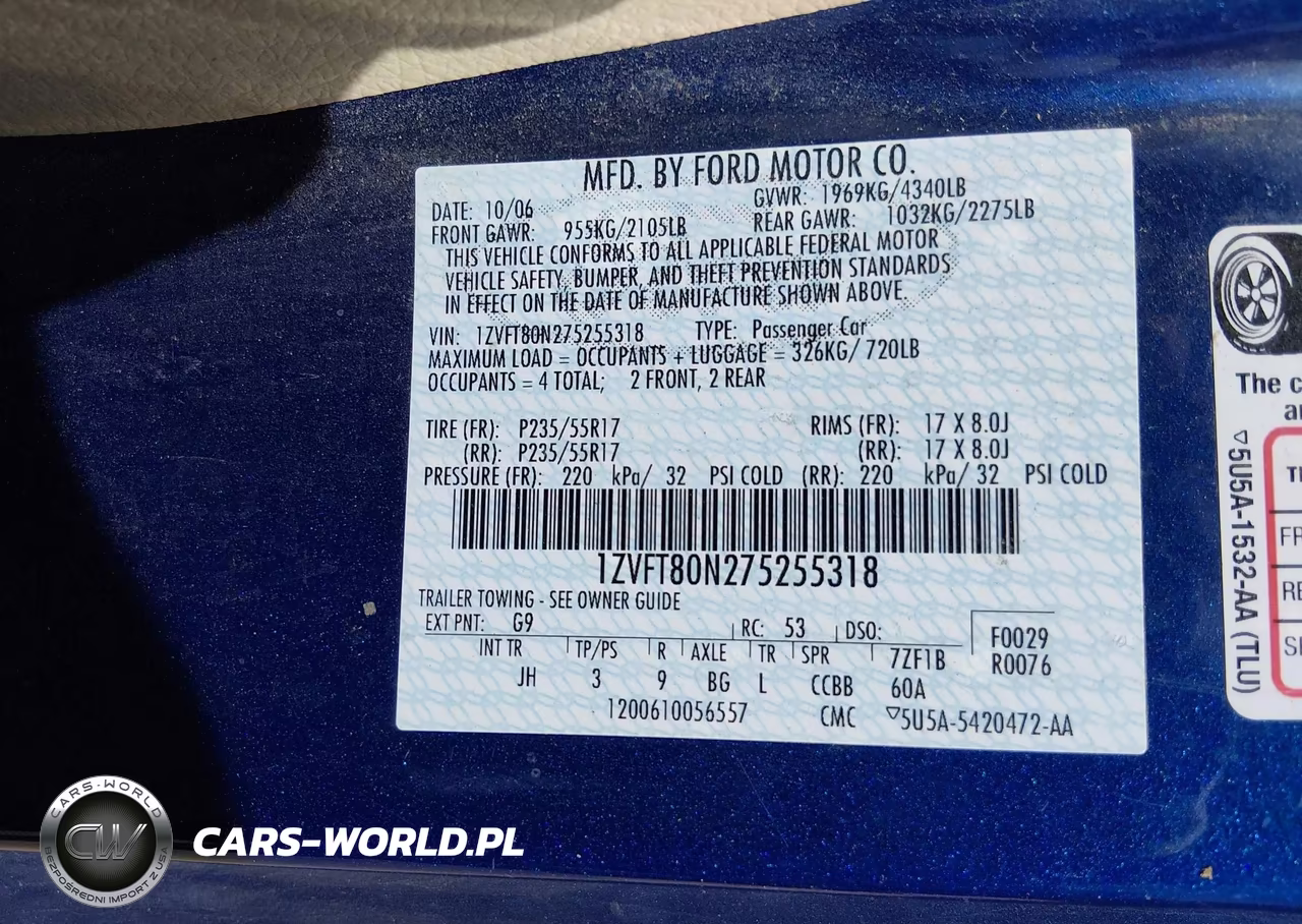 2007 Ford Mustang V6 Deluxe-V6 Premium VIN:1ZVFT80N275255318 - 9