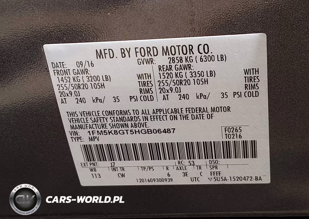 2017 Ford Explorer Sport VIN:1FM5K8GT5HGB06487 - 9