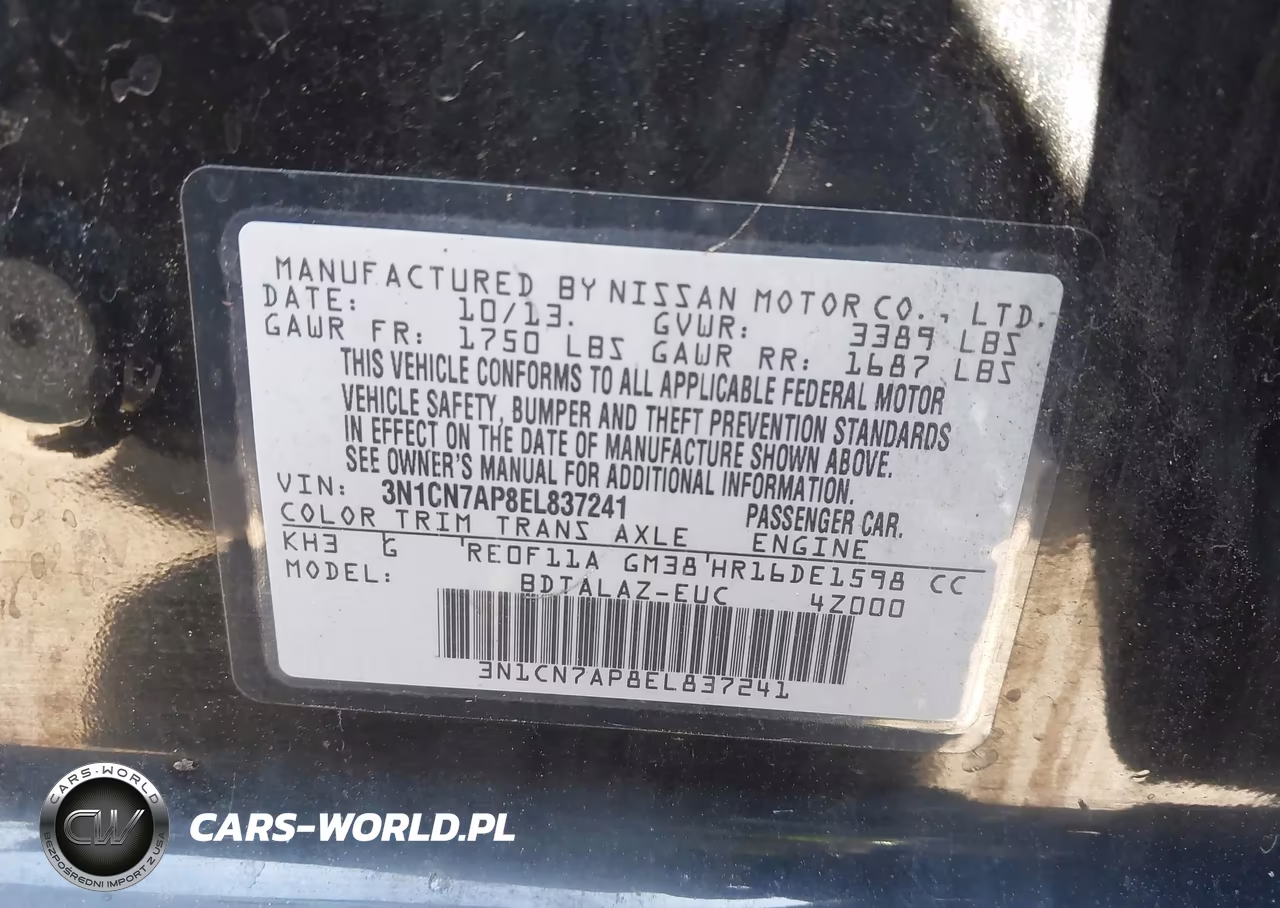 2014 Nissan Versa 1.6 S+ VIN:3N1CN7AP8EL837241 - 9