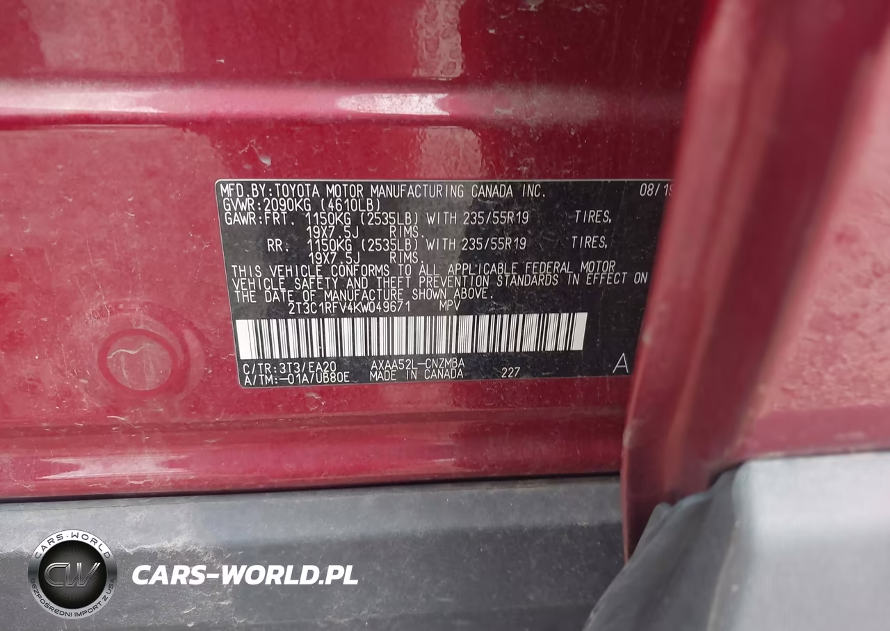 2019 Toyota Rav4 Xle Premium VIN:2T3C1RFV4KW049671 - 9