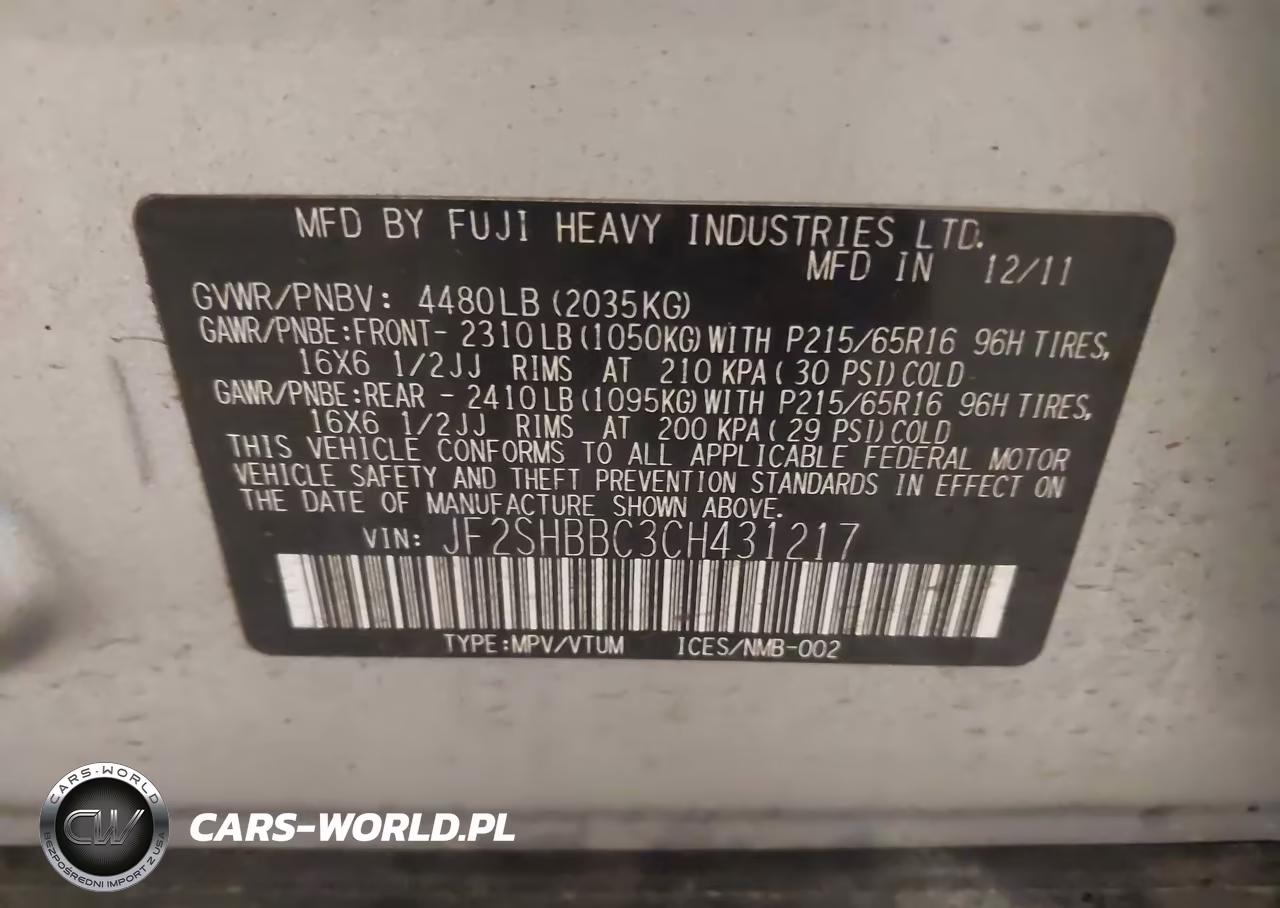 2012 Subaru Forester 2.5X VIN:JF2SHBBC3CH431217 - 9