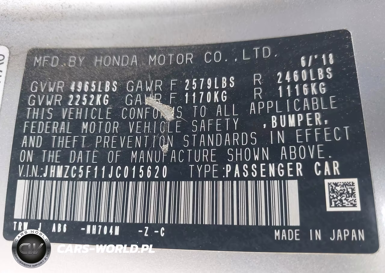 2018 Honda Clarity Plug-In Hybrid VIN:JHMZC5F11JC015620 - 9