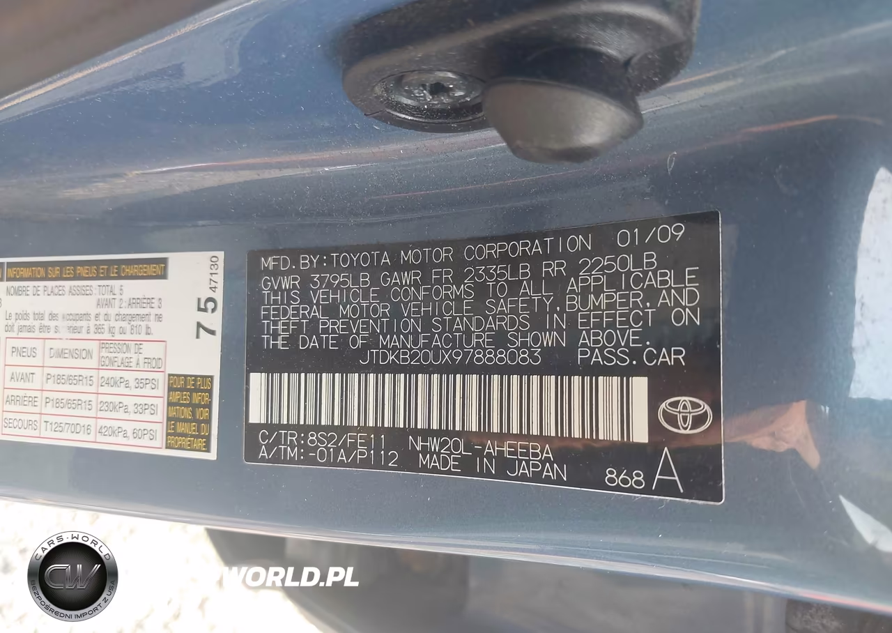2009 Toyota Prius VIN:JTDKB20UX97888083 - 9