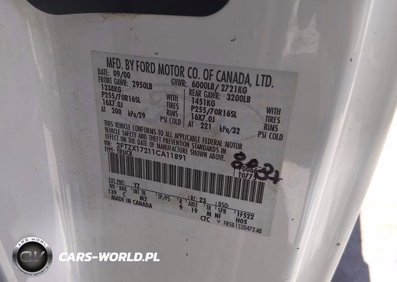 2001 Ford F-150 Xl-Xlt VIN:2FTZX17211CA11891 - 9