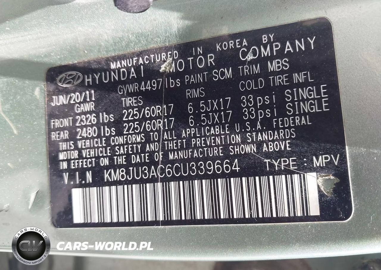 2012 Hyundai Tucson Gls VIN:KM8JU3AC6CU339664 - 9