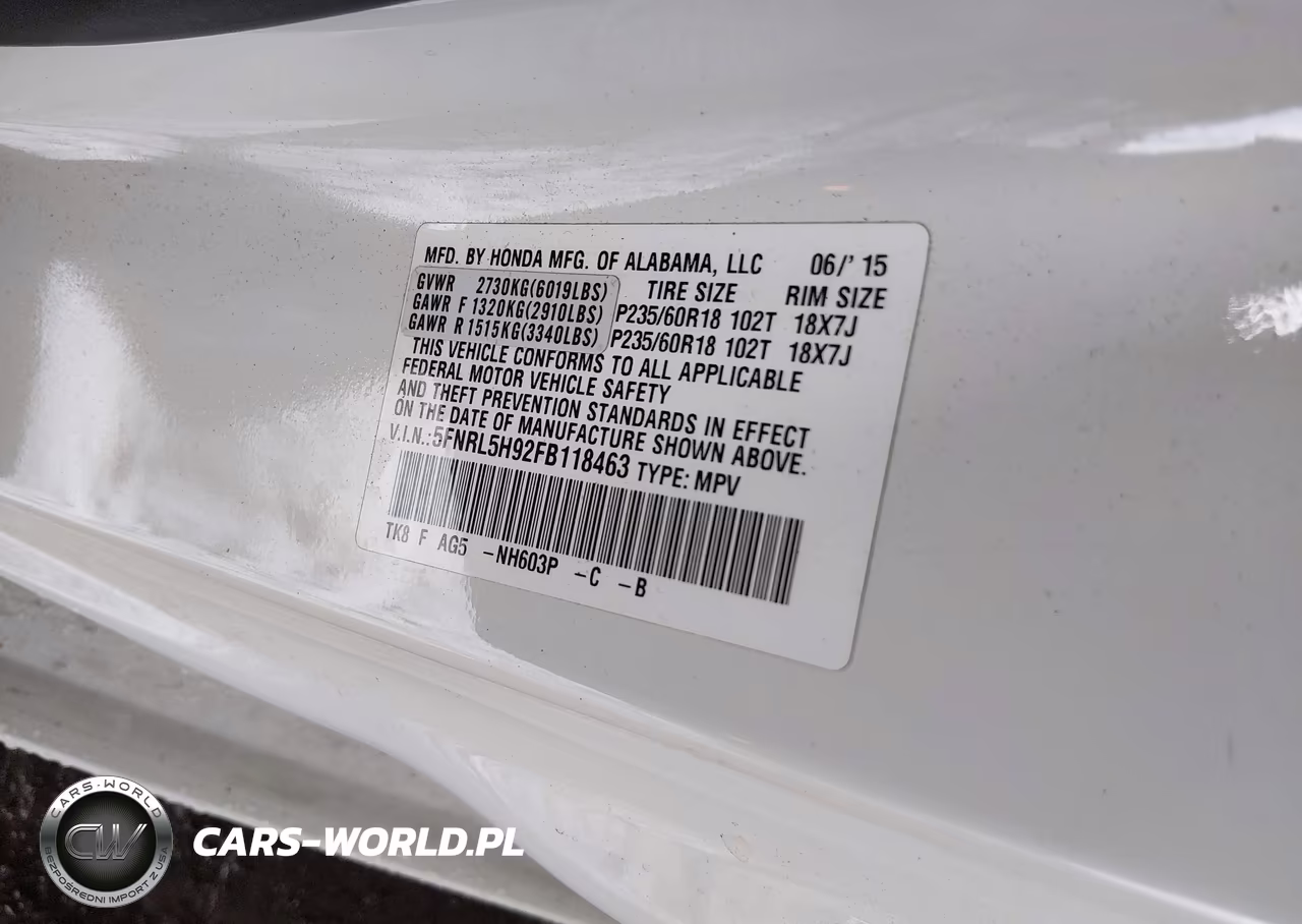 2015 Honda Odyssey Touring-Touring Elite VIN:5FNRL5H92FB118463 - 9