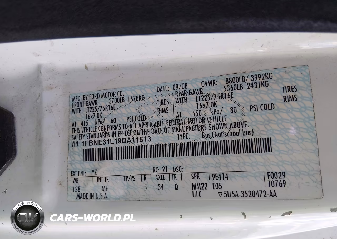 2009 Ford E-350 Super Duty Xl-Xlt VIN:1FBNE31L19DA11813 - 9