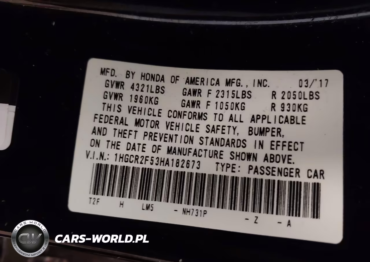 2017 Honda Accord Sport VIN:1HGCR2F53HA182673 - 9