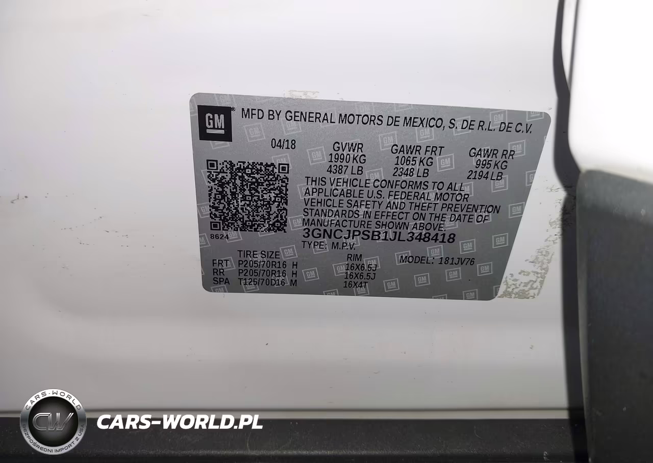 2018 Chevrolet Trax Lt VIN:3GNCJPSB1JL348418 - 9