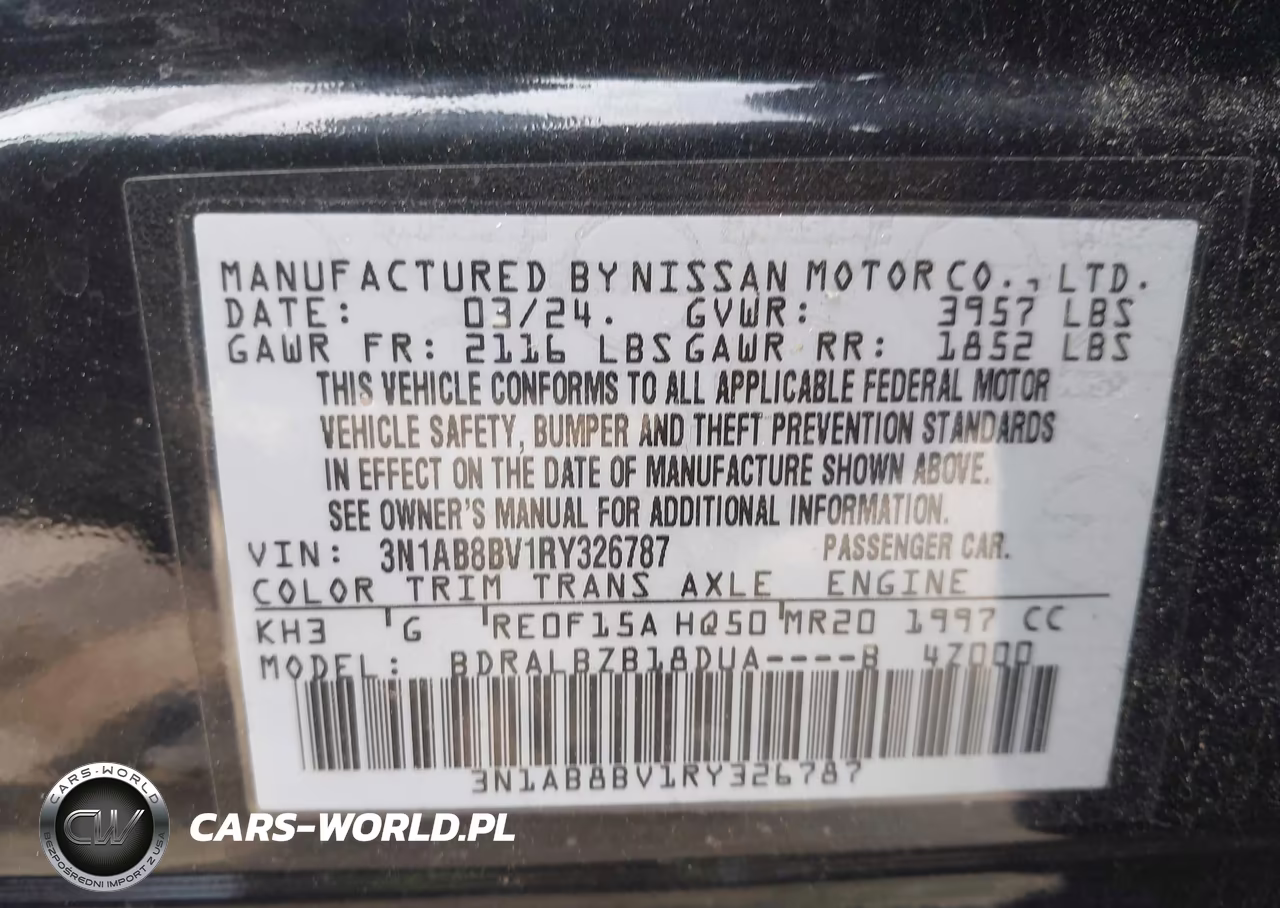 2024 Nissan Sentra S Xtronic Cvt VIN:3N1AB8BV1RY326787 - 9