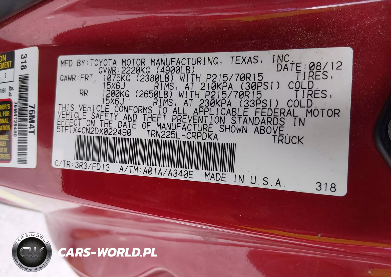 2013 Toyota Tacoma VIN:5TFTX4CN2DX022490 - 9