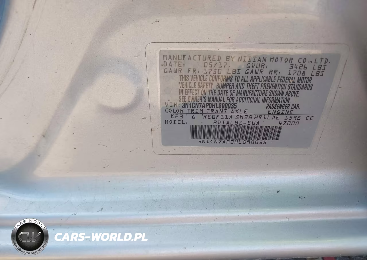 2017 Nissan Versa 1.6 Sv VIN:3N1CN7AP0HL890035 - 9