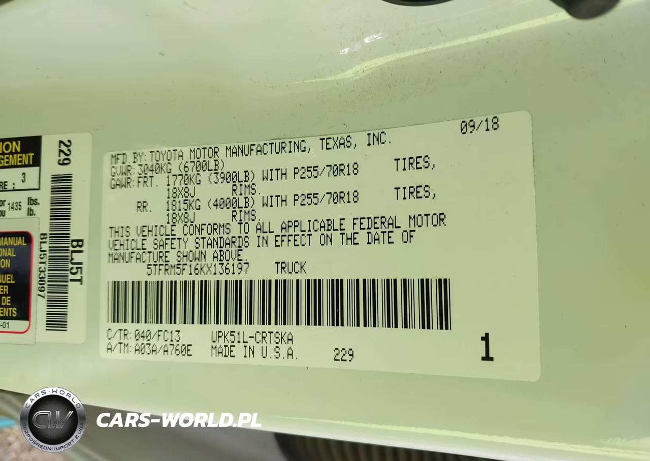2019 Toyota Tundra Sr5 4.6L V8 VIN:5TFRM5F16KX136197 - 9